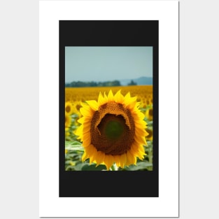 SIMPLE SUNFLOWER WITH PALE BLUE SKY Posters and Art